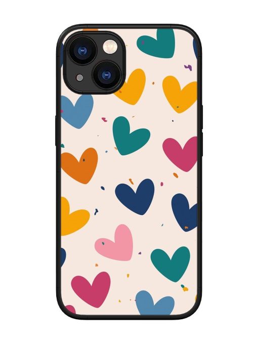 Rainbow Hearts Glossy Soft Edge Case for Apple Iphone 13 Chachhi