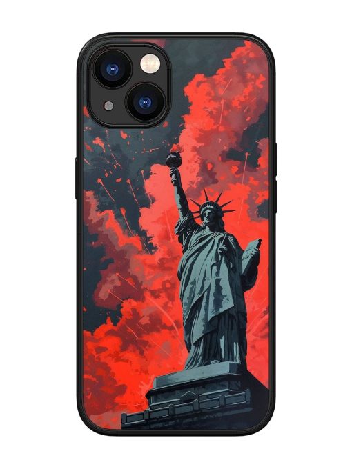 Lady Liberty'S Firework Finale Glossy Soft Edge Case for Apple Iphone 13 Chachhi