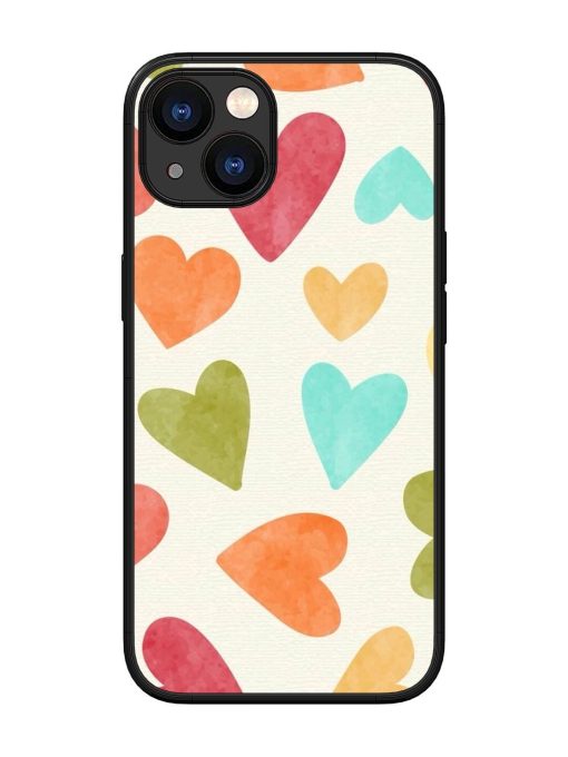 Watercolor Hearts Glossy Soft Edge Case for Apple Iphone 13 Chachhi