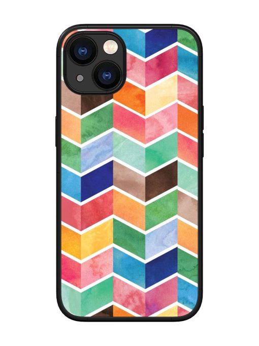 Watercolor Chevron Whimsy Glossy Soft Edge Case for Apple Iphone 13 Chachhi