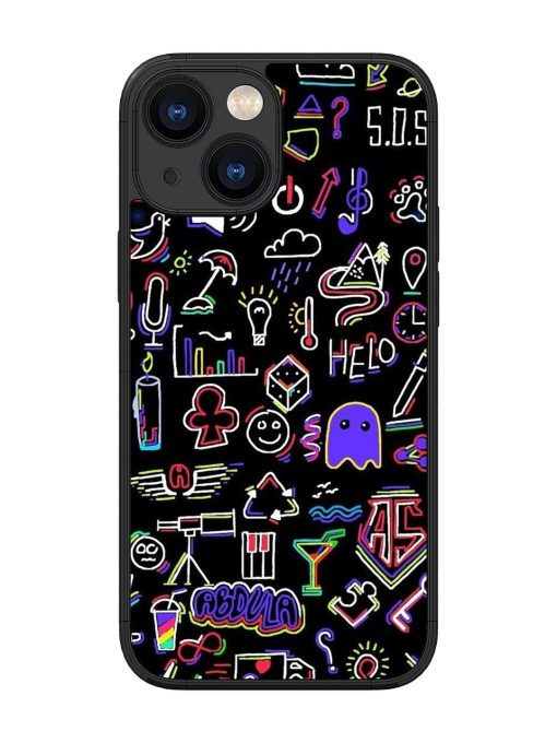 Neon Doodle Glossy Soft Edge Case for Apple Iphone 13 Mini Chachhi