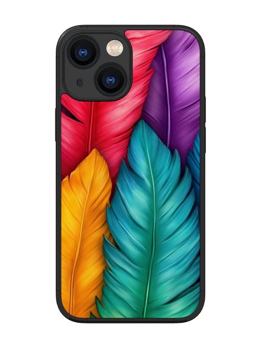 Rainbow Feathers Glossy Soft Edge Case for Apple Iphone 13 Mini Chachhi