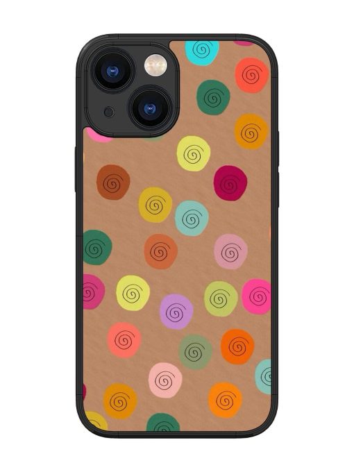 Swirly Dots On Kraft Glossy Soft Edge Case for Apple Iphone 13 Mini Chachhi