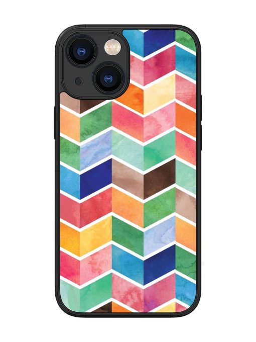 Watercolor Chevron Whimsy Glossy Soft Edge Case for Apple Iphone 13 Mini Chachhi