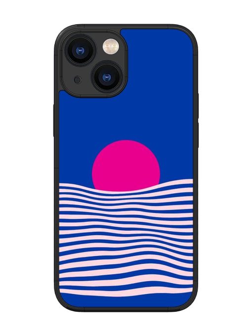 Pink Sunset Over Blue Waves Glossy Soft Edge Case for Apple Iphone 13 Mini Chachhi