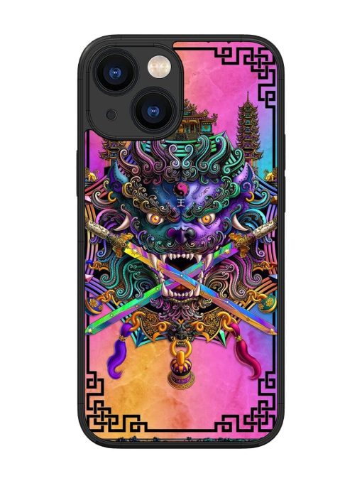 Psychedelic Fu Dog Tapestry Glossy Soft Edge Case for Apple Iphone 13 Mini Chachhi