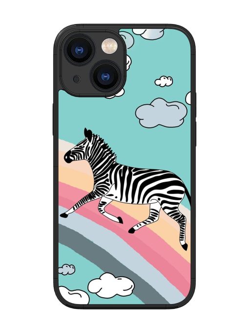 Zebra On A Rainbow Glossy Soft Edge Case for Apple Iphone 13 Mini Chachhi