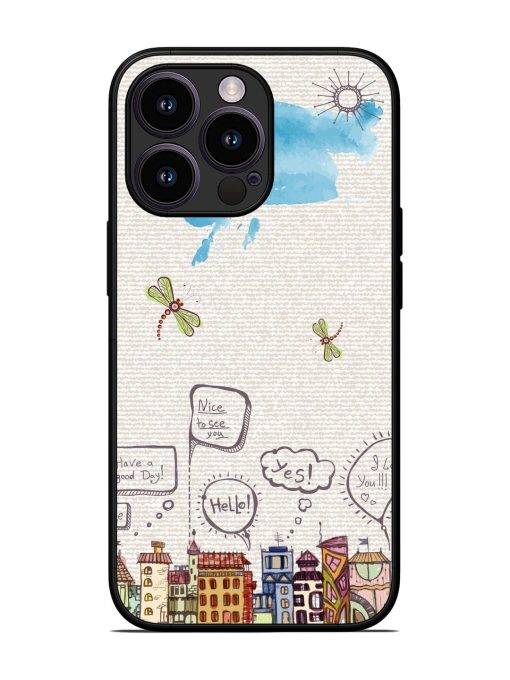 Doodle City Glossy Soft Edge Case for Apple Iphone 13 Pro