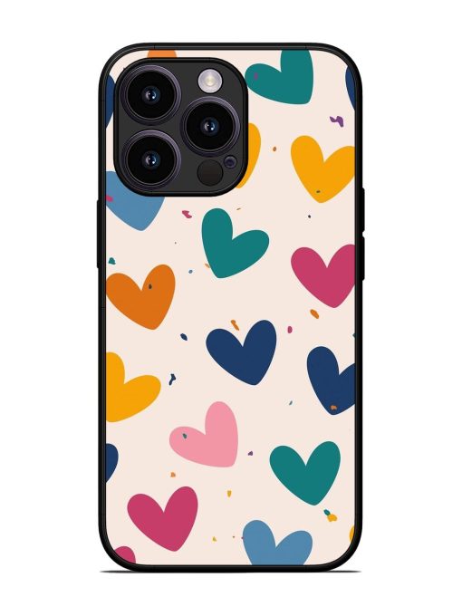 Rainbow Hearts Glossy Soft Edge Case for Apple Iphone 13 Pro