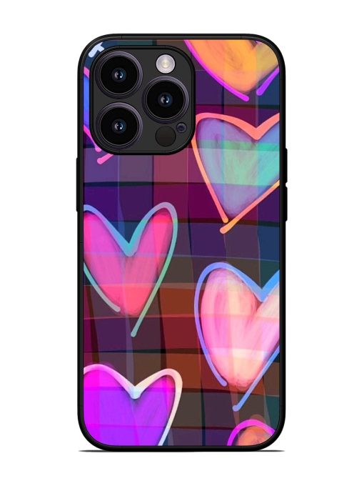 Neon Hearts Glossy Soft Edge Case for Apple Iphone 13 Pro