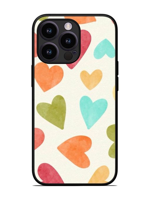 Watercolor Hearts Glossy Soft Edge Case for Apple Iphone 13 Pro