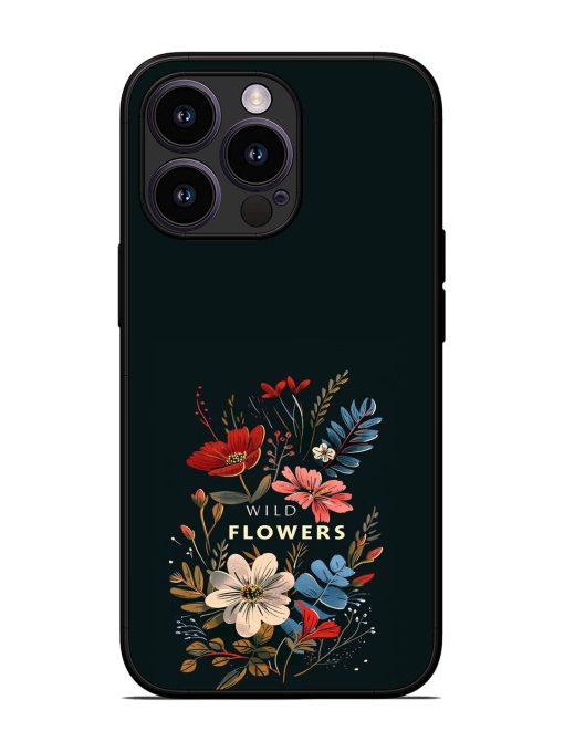 Dark Floral Glossy Soft Edge Case for Apple Iphone 13 Pro