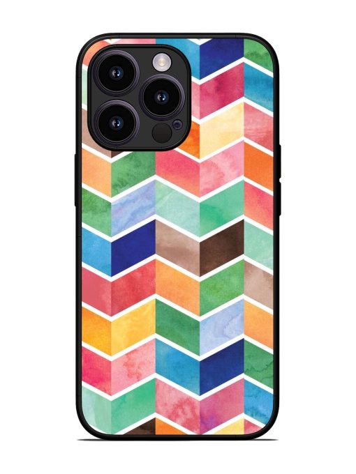 Watercolor Chevron Whimsy Glossy Soft Edge Case for Apple Iphone 13 Pro