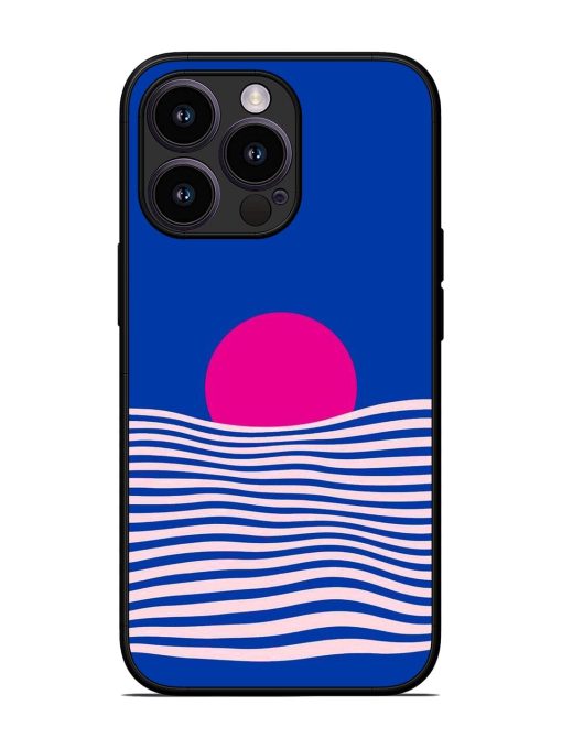 Pink Sunset Over Blue Waves Glossy Soft Edge Case for Apple Iphone 13 Pro