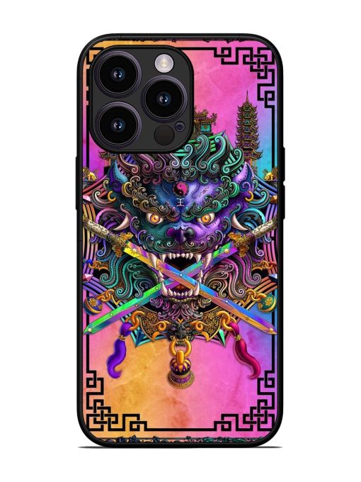 Psychedelic Fu Dog Tapestry Glossy Soft Edge Case for Apple Iphone 13 Pro