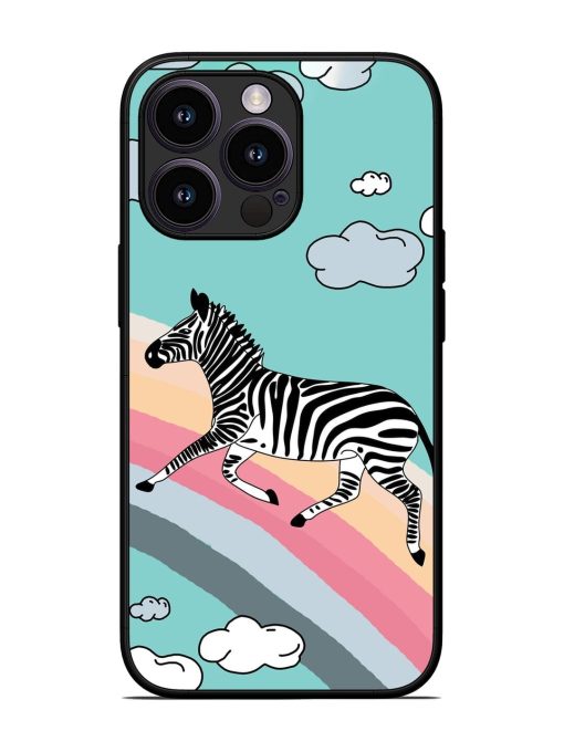 Zebra On A Rainbow Glossy Soft Edge Case for Apple Iphone 13 Pro