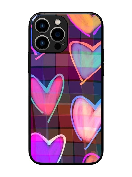 Neon Hearts Glossy Soft Edge Case for Apple Iphone 13 Pro Max Chachhi