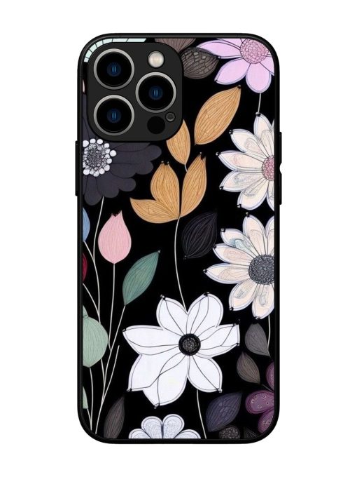 Whimsical Blooms On Black Glossy Soft Edge Case for Apple Iphone 13 Pro Max Chachhi