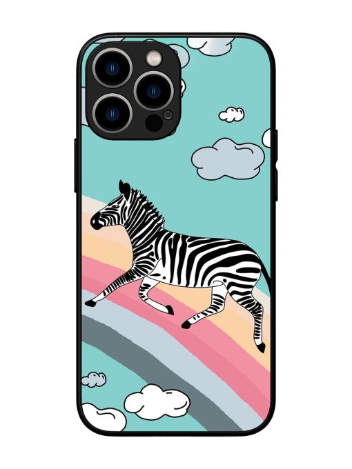 Zebra On A Rainbow Glossy Soft Edge Case for Apple Iphone 13 Pro Max Chachhi