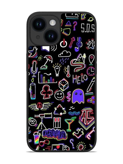 Neon Doodle Glossy Soft Edge Case for Apple Iphone 14 Chachhi