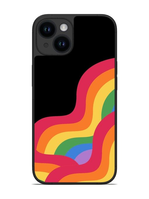 Wavy Rainbow Glossy Soft Edge Case for Apple Iphone 14 Chachhi