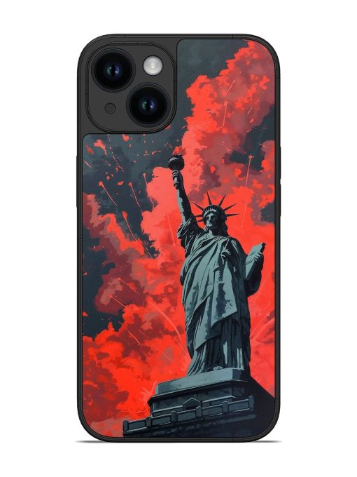 Lady Liberty'S Firework Finale Glossy Soft Edge Case for Apple Iphone 14 Chachhi