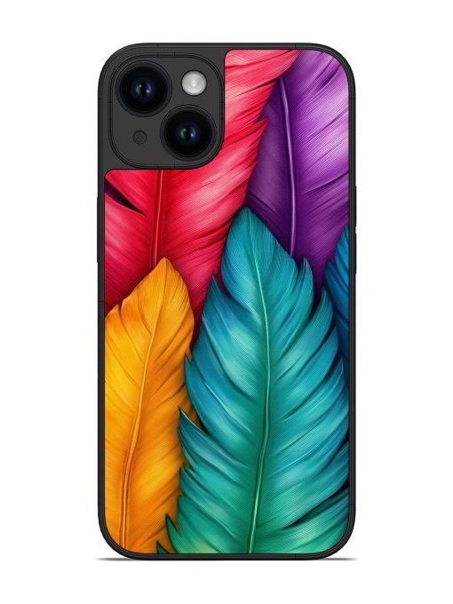 Rainbow Feathers Glossy Soft Edge Case for Apple Iphone 14 Chachhi