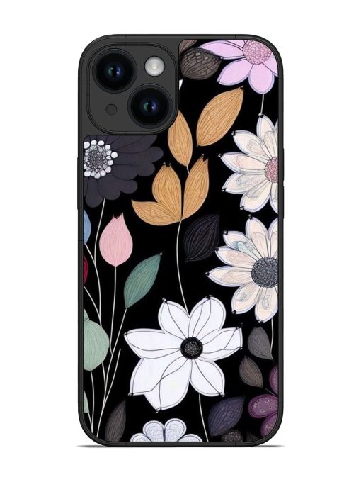 Whimsical Blooms On Black Glossy Soft Edge Case for Apple Iphone 14 Chachhi