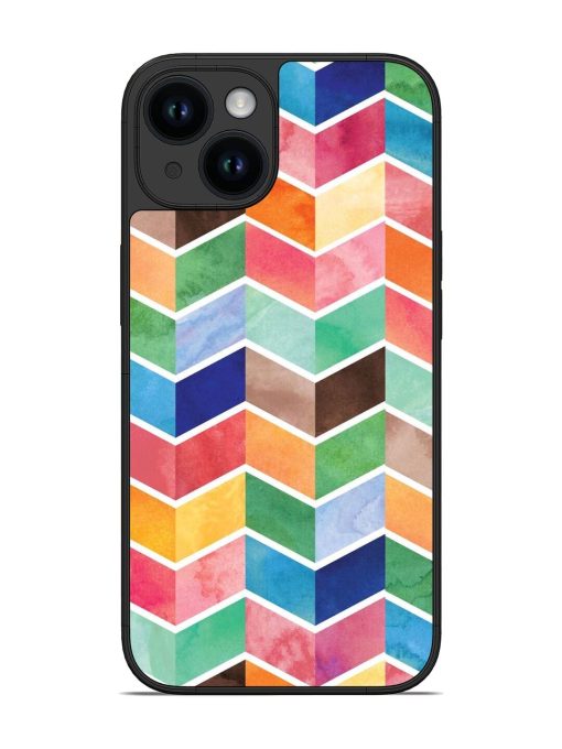 Watercolor Chevron Whimsy Glossy Soft Edge Case for Apple Iphone 14 Chachhi