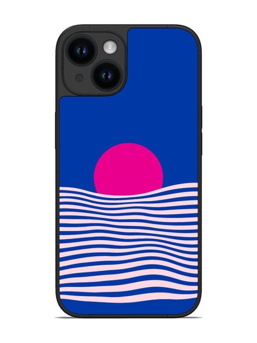 Pink Sunset Over Blue Waves Glossy Soft Edge Case for Apple Iphone 14 Chachhi