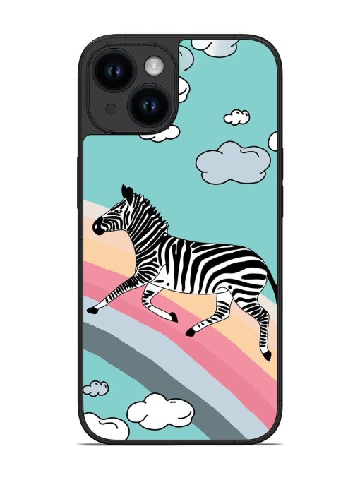 Zebra On A Rainbow Glossy Soft Edge Case for Apple Iphone 14 Chachhi