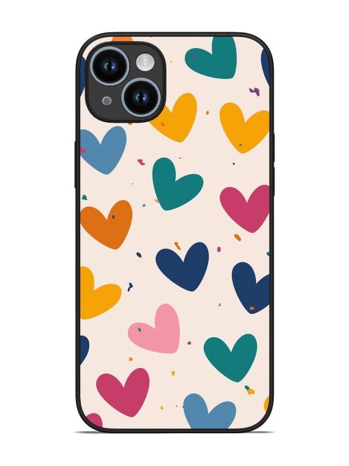 Rainbow Hearts Glossy Soft Edge Case for Apple Iphone 14 Plus Chachhi