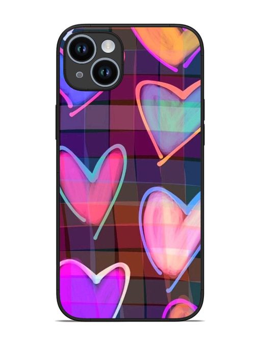 Neon Hearts Glossy Soft Edge Case for Apple Iphone 14 Plus Chachhi