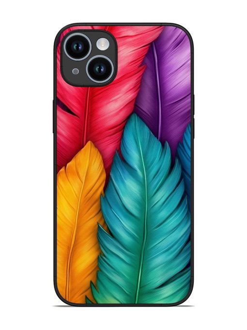 Rainbow Feathers Glossy Soft Edge Case for Apple Iphone 14 Plus Chachhi