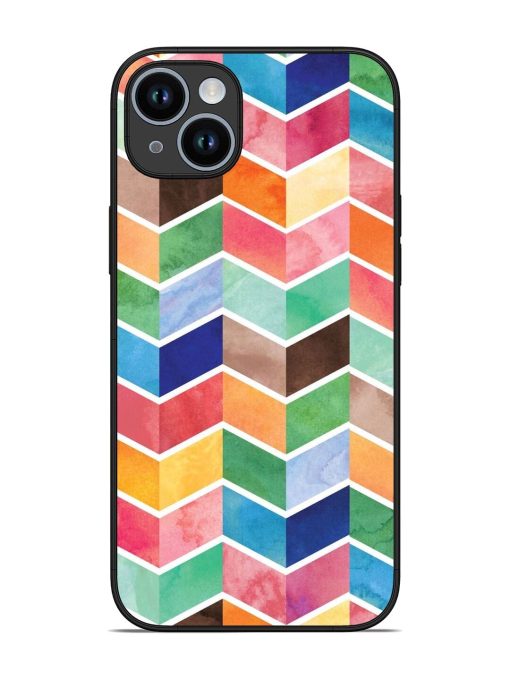 Watercolor Chevron Whimsy Glossy Soft Edge Case for Apple Iphone 14 Plus Chachhi