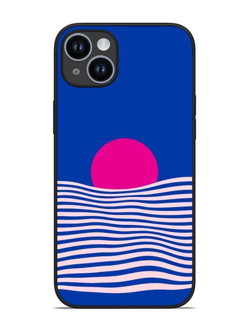 Pink Sunset Over Blue Waves Glossy Soft Edge Case for Apple Iphone 14 Plus Chachhi