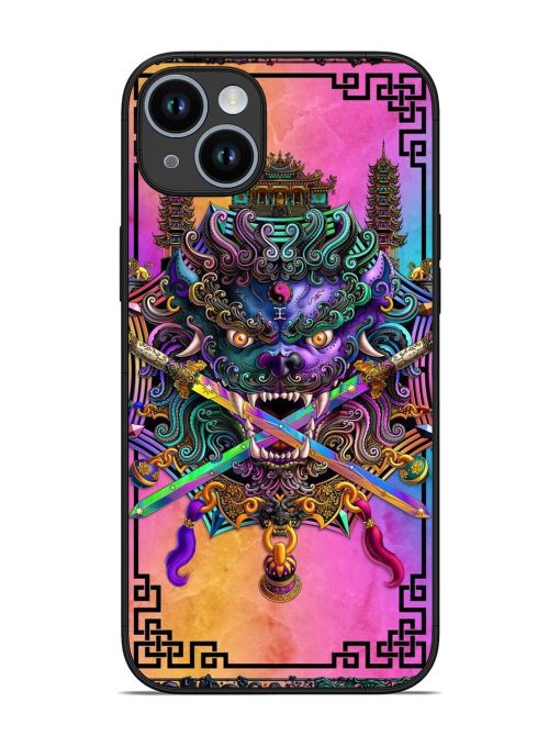 Psychedelic Fu Dog Tapestry Glossy Soft Edge Case for Apple Iphone 14 Plus Chachhi