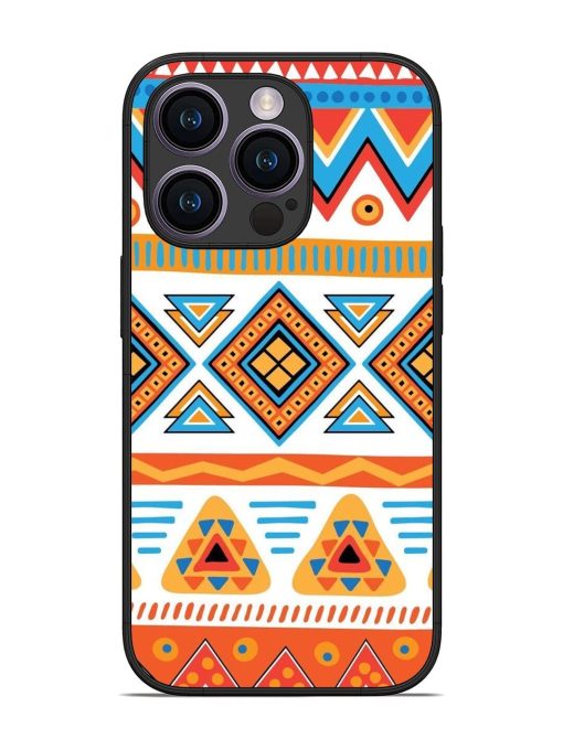 Vibrant Tribal Pattern Glossy Soft Edge Case for Apple Iphone 14 Pro Chachhi