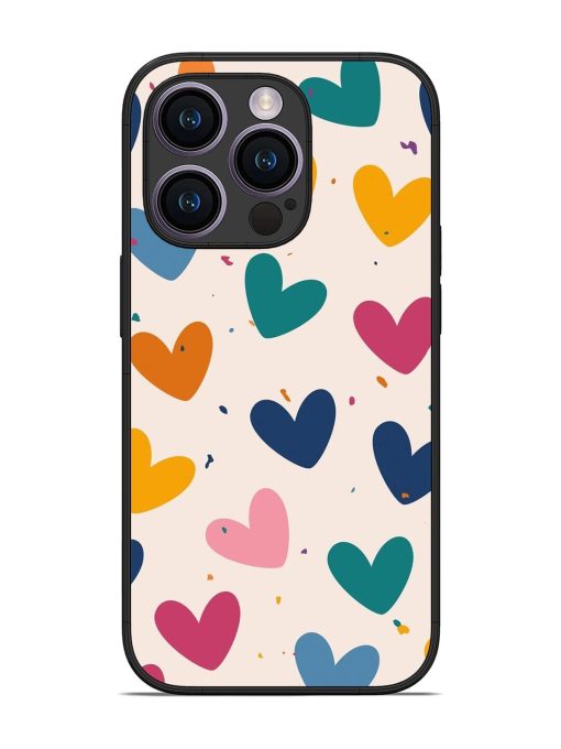 Rainbow Hearts Glossy Soft Edge Case for Apple Iphone 14 Pro Chachhi