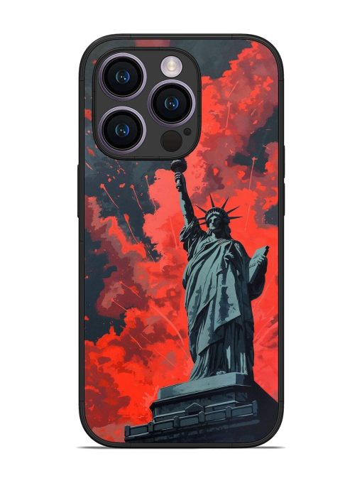 Lady Liberty'S Firework Finale Glossy Soft Edge Case for Apple Iphone 14 Pro Chachhi