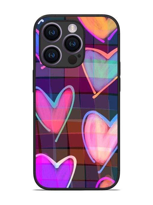 Neon Hearts Glossy Soft Edge Case for Apple Iphone 14 Pro Chachhi