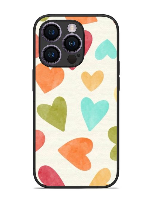 Watercolor Hearts Glossy Soft Edge Case for Apple Iphone 14 Pro Chachhi