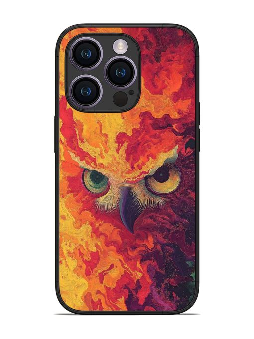 Fiery Owl Glossy Soft Edge Case for Apple Iphone 14 Pro Chachhi