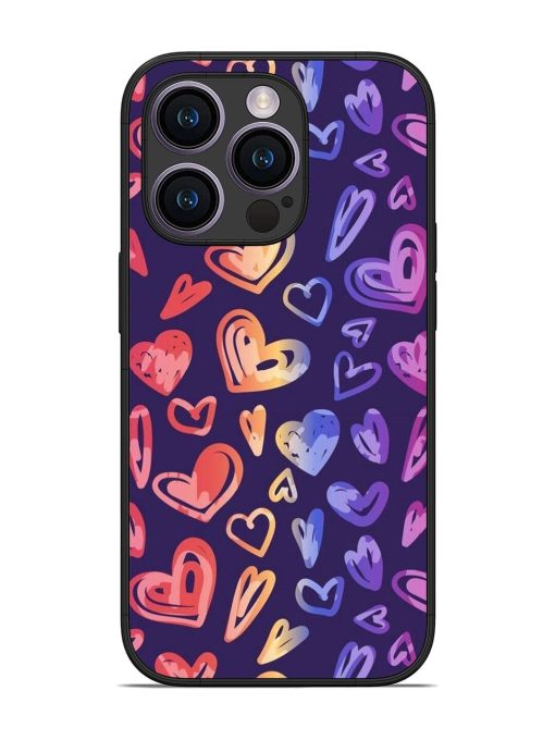 Rainbow Hearts Glossy Soft Edge Case for Apple Iphone 14 Pro Chachhi