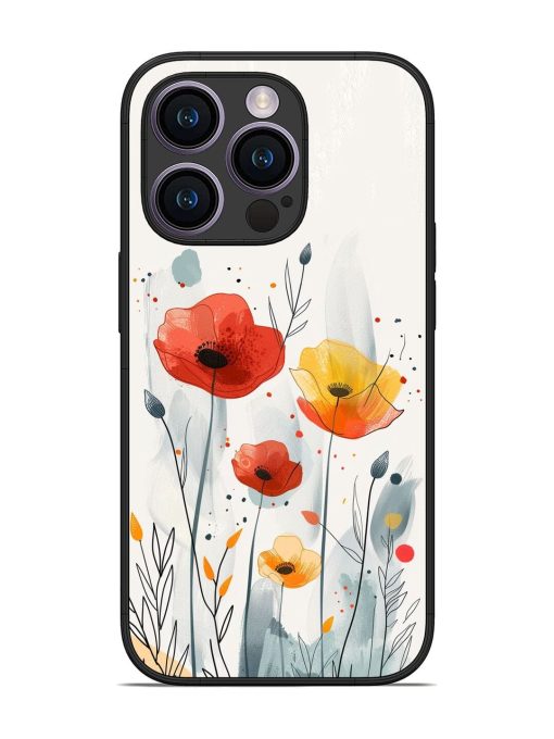 Poppy Fields Glossy Soft Edge Case for Apple Iphone 14 Pro Chachhi