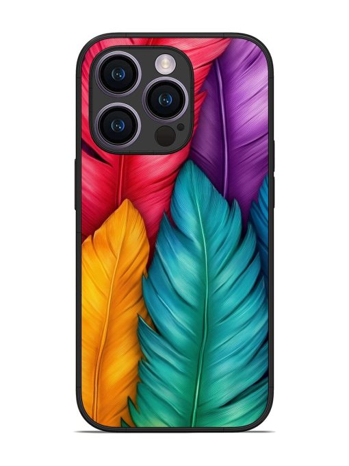 Rainbow Feathers Glossy Soft Edge Case for Apple Iphone 14 Pro Chachhi