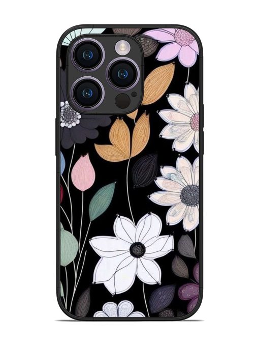 Whimsical Blooms On Black Glossy Soft Edge Case for Apple Iphone 14 Pro Chachhi