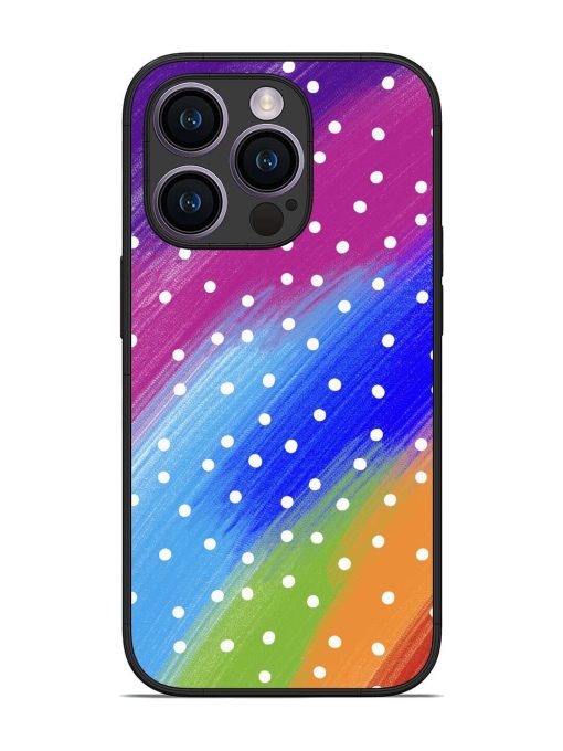 Rainbow Polka Dot Dream Glossy Soft Edge Case for Apple Iphone 14 Pro Chachhi