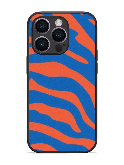 Zebra Stripes In Blue And Orange Glossy Soft Edge Case for Apple Iphone 14 Pro Chachhi