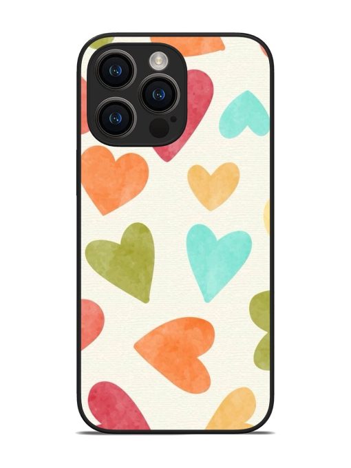 Watercolor Hearts Glossy Soft Edge Case for Apple Iphone 14 Pro Max Chachhi